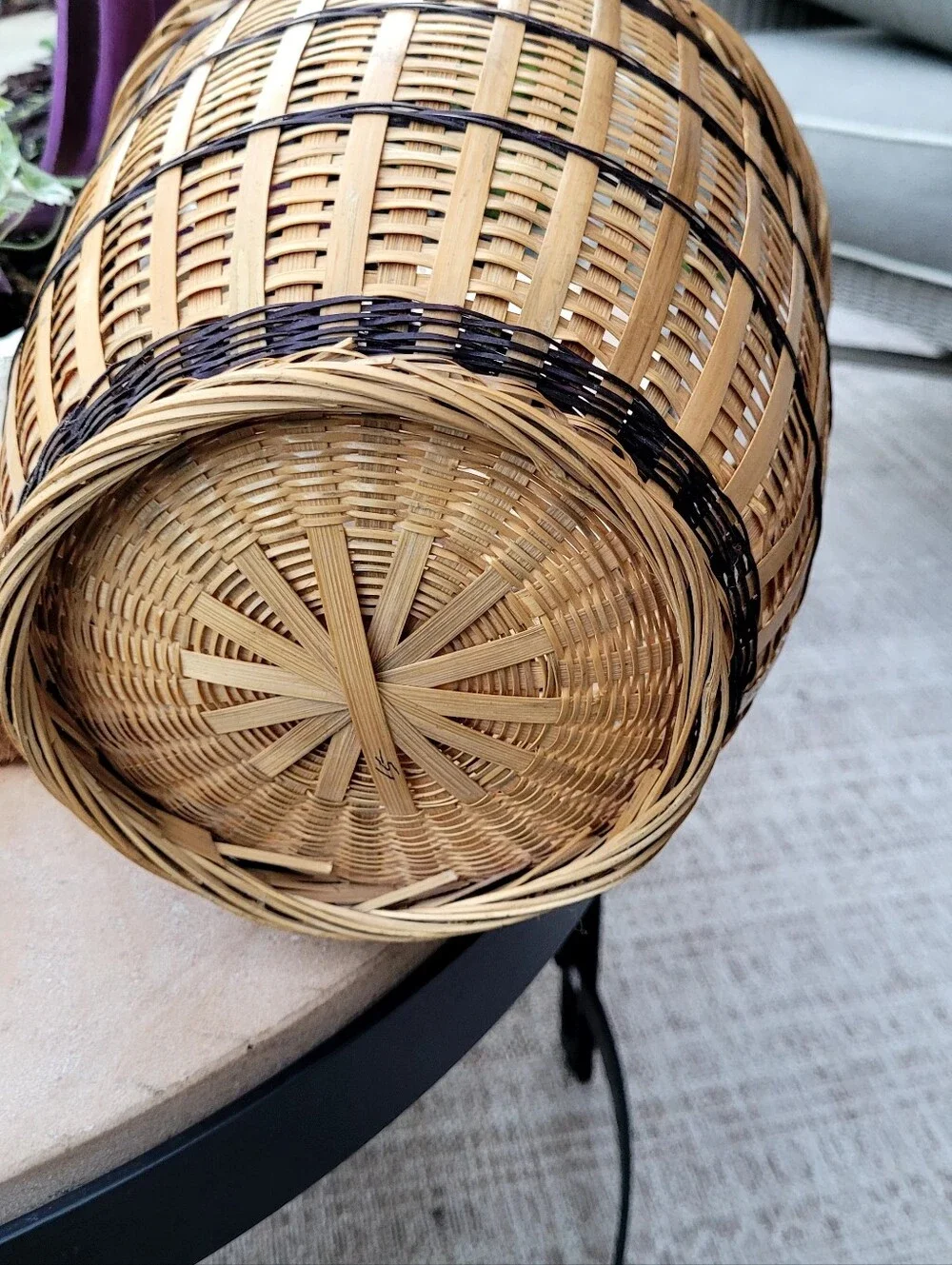 Woven Natural and Dark Brown Decorative Basket